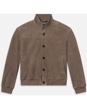 FRAME Rib Collar Suede Jacket - Brown