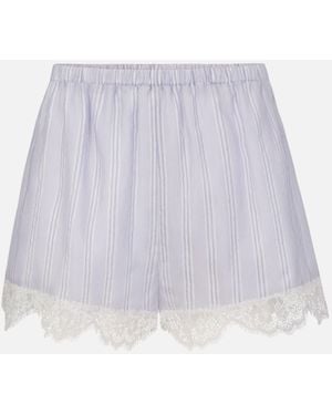 FRAME The Stripe Lace Lounge Short - White