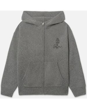 FRAME Ritz Cashmere Full Zip Hoodie - Grey