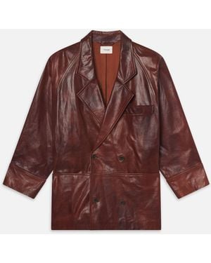 FRAME Oversized Leather Jacket - Red