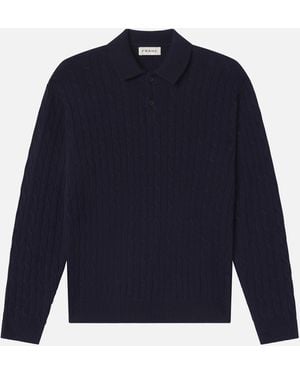 FRAME Cable Polo Sweater - Blue