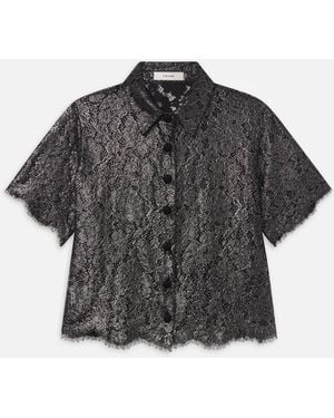 FRAME The Foil Lace Shirt - Black