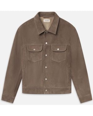 FRAME Suede Trucker Jacket - Brown