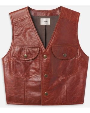 FRAME The Leather Utility Vest - Red