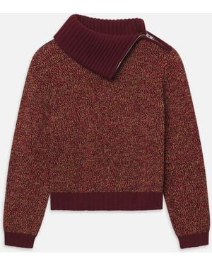 FRAME The Marled Zip Sweater - Red