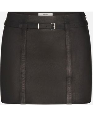 FRAME The Leather Belted Mini Skirt - Black