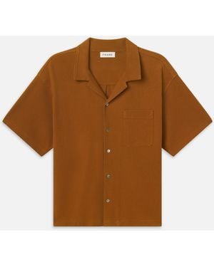 FRAME Jacquard Short Sleeve Relaxed Shirt - Brown