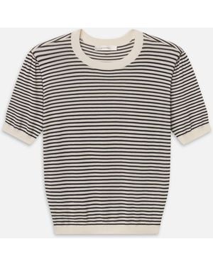 FRAME The Striped Gathered Jumper - Grey