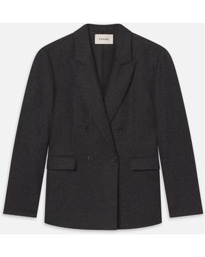 FRAME Pinstripe Wool Blazer - Black