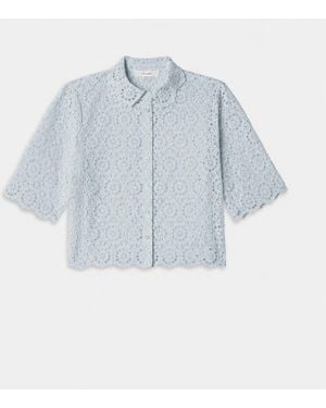 FRAME The Petal Eyelet Shirt - Blue