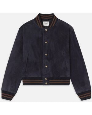 FRAME The Ritz Suede Varsity Jacket - Blue