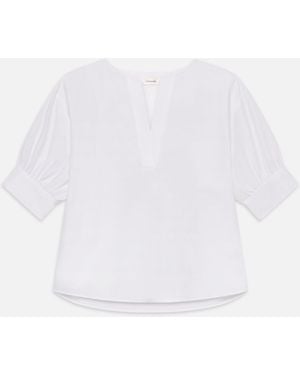 FRAME V-neck Popover Top - White