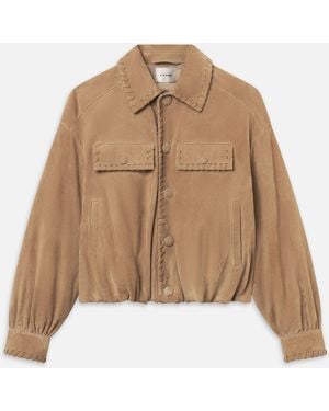 FRAME The Suede Bubble Jacket - Natural