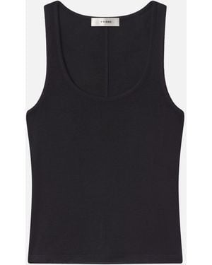 FRAME Rib Scoop Neck Tank - Black
