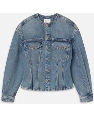 FRAME The Nipped Collarless Jacket - Blue