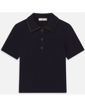 FRAME The Leather Stitch Polo - Blue