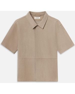 FRAME Short Sleeve Suede Shirt - Natural