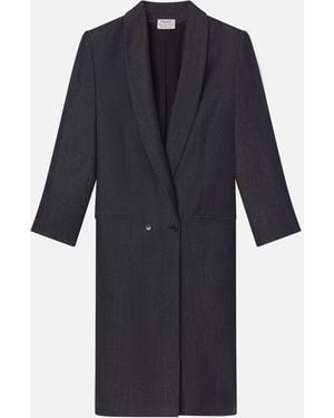 FRAME The Atelier Cloaked Overcoat - Blue