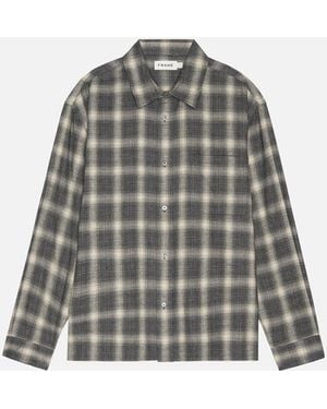 FRAME Straight Hem Plaid Shirt - Grey