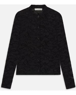 FRAME The Lace Burnout Top - Black