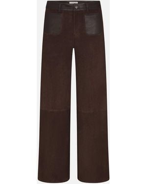 FRAME The Suede And Leather Slim Palazzo Modernist Pocket - Brown