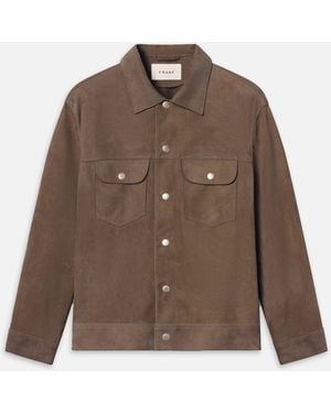 FRAME Suede Trucker Jacket - Brown