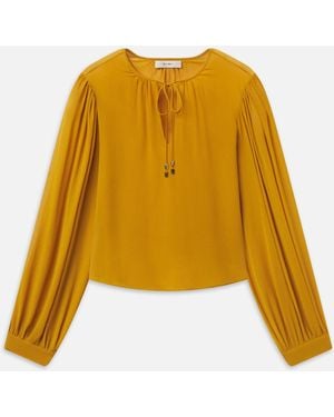 FRAME The Silk Amulet Blouse - Yellow
