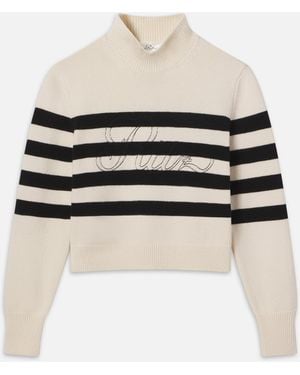FRAME Ritz Striped Cashmere Turtleneck Jumper - White