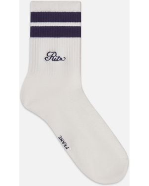 FRAME Ritz Striped Athletic Sock - White