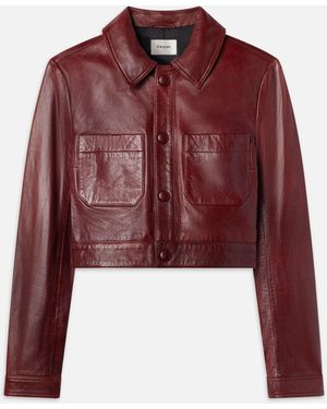 FRAME Leather Button Front Jacket - Red