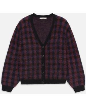 FRAME The Brushed Houndstooth Cardi - Purple