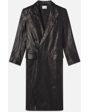 FRAME Tailored Leather Coat - Black