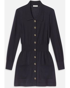 FRAME The Knit Polo Dress - Blue