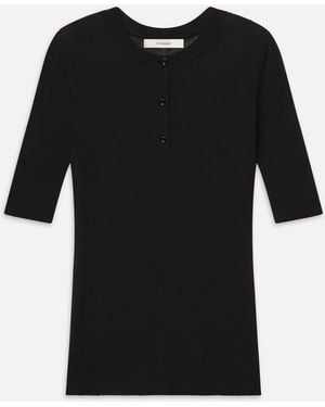 FRAME The Henley Rib Tee - Black