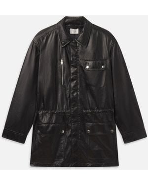 FRAME The Paper Leather Safari Jacket - Black