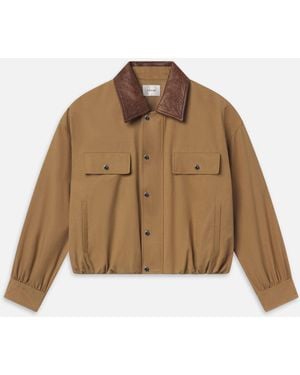 FRAME The Leather Collar Bubble Jacket - Natural