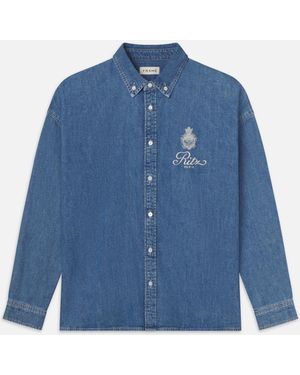 FRAME Ritz Embroidery Denim Shirt - Blue
