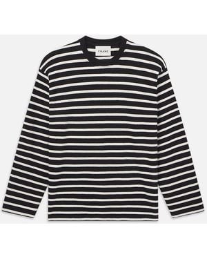 FRAME Long Sleeve Relaxed Striped Tee - Black