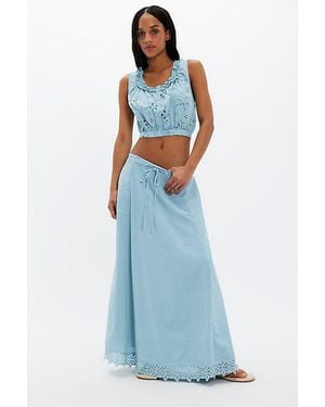 Free People Madelyn Cotton Maxi Skirt Set - Blue