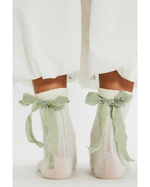 High Heel Jungle Mel Bow Socks By - White