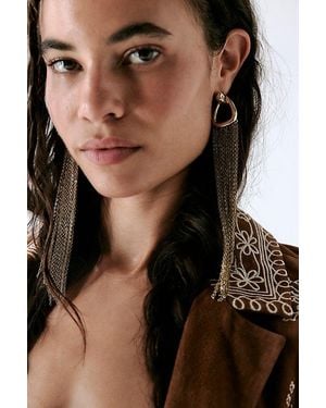 Free People Briana Fringe Earrings - Black