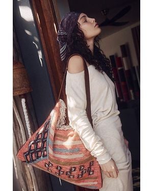 Free People Whimsy Rug Slouchy Tote - Red