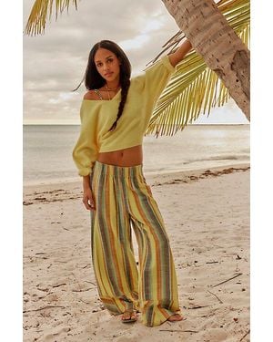 Free People Day's End Linen Striped Pull-On Trousers - Multicolour