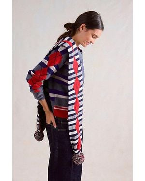 Damson Madder Pom Pom Scarf - Red