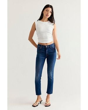 Mother Mid-Rise Dazzler Ankle Fray Jeans - Blue