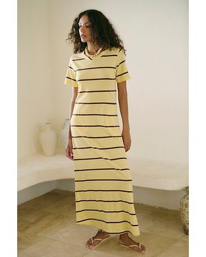 free-est Sleek And Striped Cotton-Jersey Maxi Dress By - Yellow