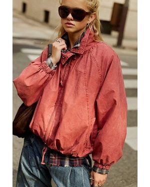 Free People Chelsea Funnel-Neck Jacket - Red