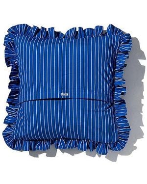 Puebco Shirt Fabric Ruffle Cushion Cover - Blue