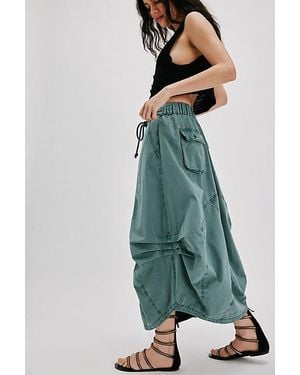 Free People Willow Poplin Maxi Skirt - Green