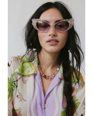 Anna Sui Pearl Wing Oversized Sunglasses - Natural